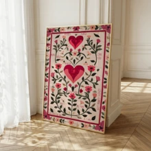 1 pieza Póster de arte de pared vintage, patrón de corazón dibujado a mano, pintura de boda del Día de San Valentín, regalo de arte de pared romántico para ella, impresión de aniversario, enmarcado o sin enmarcar, decoración de habitación/hogar, decoración de apartamento de dormitorio universitario, regalo de decoración de pared de dormitorio - A - Ver 5