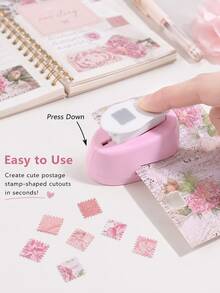 A Small, Easy-To-Use Stamp Pattern Handheld Punch, Portable Rectangular And Square Lace Punches, Suitable For Scrapbooking, DIY Cards, And Journal Decoration Tools - Single Piece - View 8