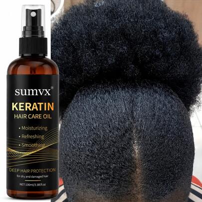 100 ml/3,38 fl oz, Kondisioner Rambut Semprot Keratin, Perlindungan Panas, Semprotan Rambut Penghalus Instan, Semprotan Perlindungan Panas Keratin, Mengandung Squalane Nabati, Formula Perlindungan Panas Profesional, Diperkaya dengan Minyak Argan.