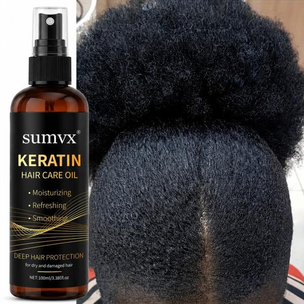 100 ml/3,38 fl oz, Kondisioner Rambut Semprot Keratin, Perlindungan Panas, Semprotan Rambut Penghalus Instan, Semprotan Perlindungan Panas Keratin, Mengandung Squalane Nabati, Formula Perlindungan Panas Profesional, Diperkaya dengan Minyak Argan.