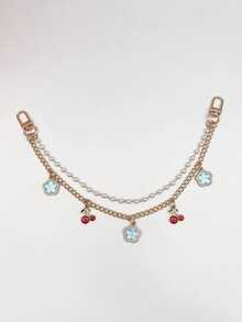 Exquisite Cherry Shaped Bag Charm, Charming Five-Leaf Clover Decorated Bag Chain, Faux Pearl Women's Bag Accessory, Back To School Season Gift - Multicolor - View 16