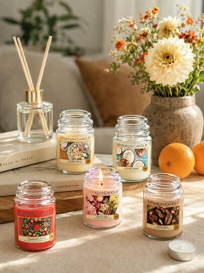 1 pieza Vela aromática en frasco de vidrio con tapa, vela de aromaterapia de fragancia duradera para el hogar, vela decorativa de un solo pabilo para dormitorio, baño, sala de estar & oficina, decoración relajante de la habitación, regalo de cumpleaños, Navidad, inauguración de casa & festividades