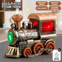 Juguete educativo de motor de tren estilo vintage con luz, música, humo y rociador omnidireccional eléctrico, adecuado para niños - Multicolor - Ver 14