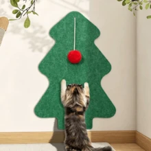 1 pezzo Tiragraffi a forma di albero di Natale + 1 pezzo Pallina rossa soffice, Tiragraffi verticale da parete ispessito e durevole, Protezione anti-graffio per divani, Tiragraffi resistente all'usura e ai graffi senza perdita di peli, Articolo essenziale di moda per proprietari di gatti, Adatto per pareti, porte, divani, torri per gatti, alberi per gatti, tappetini tiragraffi per gatti, decorazioni per animali domestici, case per gatti, giocattoli per gatti, giochi per gatti, forniture per gatti - Tavoletta verde + pompon rosso - Visualizzare 2