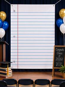 Giant Lined Notebook Paper Backdrop, Large Notebook Background Banner, First Day Of School Photo Zone, Classroom Wall Decor, Polyester Fabric Backdrop, Suitable For Back To School Party, Graduation Ceremony And Teacher Bulletin Board - Paper-style Background Cloth - View 6