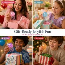 1pc Jellyfish Squishy Soft Rubber Toy, Glitter Jellyfish Squeeze Toy, Soft Slow Rebound Sensory Stress Relief Fingertip Toy, Anxiety Relief, Cute Handheld Toy, Suitable For All Ages, Blue Color, Perfect For Birthday, Christmas, Halloween And Easter Holiday Gifts - Multicolor - View 7