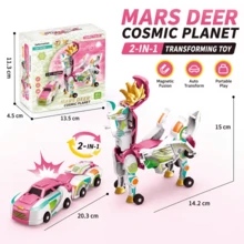 Children's Magnetic Transforming Toy Magic Car, 2-In-1 Collision Transforming Flying Dragon Toy Car, Combined 2-In-1 Boy & Girl Toy Gift, Boy Car Toy, Birthday Toy Gift - Multicolor - View 11