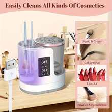 Three In One Automatic Makeup Brush Cleaning Dryer, Electric Makeup Brush Cleaning Machine With Bracket, Integrating Cleaning And Air Drying, Suitable For Various Sizes Of Makeup Brushes, Is A Favorite Gift For Ladies - Multicolor - View 13
