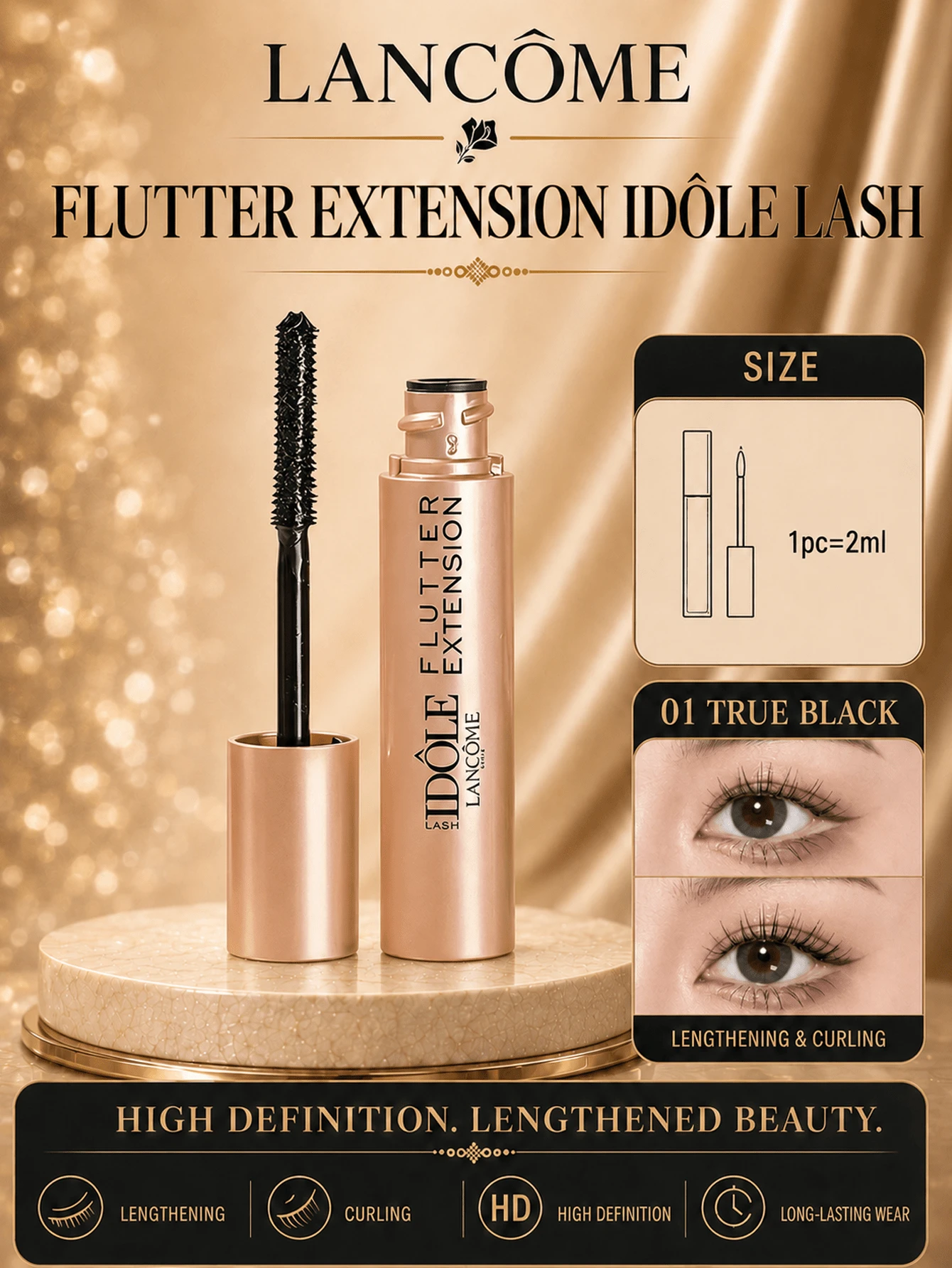 Lancôme Mascara #01, 2ml, Waterproof & Smudge-Proof, Lengthening & Volumizing, Long-Lasting, Gentle For Sensitive Eyes, Easy To Apply, Daily Use - Black-mascara - View 1