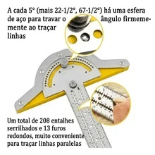Esquadro Transferidor Goniômetro 10 Pol Aço Inox Bomvink - A - Visão 2