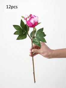 人造牡丹花束，逼真牡丹花，人造花，秋季裝飾仿真花束，居家房間裝飾，秋季裝飾，母親節禮物，派對裝飾，婚禮花束，辦公室裝飾，臥室客廳裝飾，萬聖節聖誕節裝飾 - 紫紅色 - 查看 15