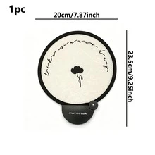 1pc Black & White Portable Foldable Handheld Mini Fan, Cute Rose Pattern, Folding Fan Style Manual Mini Fan, Essential For Summer Outdoor Travel And Classroom (Storage Bag Not Included) - Multicolor - View 2