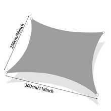 1pc 180g/M² Rectangular Grey Outdoor Sun Shade Sail, HDPE Material, Suitable For Patio/Pool/Beach Sun Protection, Hemmed Edges With Grommets, Windproof & UV Resistant, Durable D-Rings, Anti-Aging - Grey - View 12