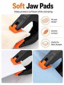 3pcs 4 Inch Spring Clamps With 90° Soft Jaw Pads, 50mm Opening Plastic Clips Compatible With Backdrop Stand, Background Cloth, Paper Roll, Reflector, Tablecloth, Fabric, Cardboard, Crafts & Home DIY - View 6