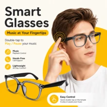 SENBONO New AI Translation Smart Audio Glasses, Hall Sensor One-Click Activation, Wireless Calls, Music Playback, Hands-Free Phone Calls, Camera Control, Voice Activation, Fashion Smart Glasses, Unisex, Gift For Friends, Birthday Gift - View 3