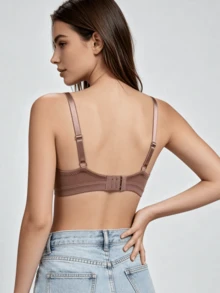 2 Buah Bra Wanita Model V-Neck Nyaman Tanpa Kawat dengan Cup Lembut, Warna Polos - MultiWarna - View 6