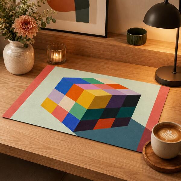 2D Colorful Print Pattern Drainage Mat/Absorbent Mat/Drying Mat Coffee Machine Dish Drying Mat - Absorbent Polyester Tabletop Protector With Rubber Non-Slip Backing, For Kitchen Countertop Decoration - Home Bar And Dining Table Placemat
