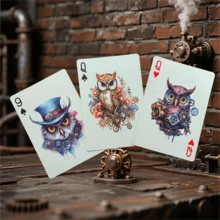Steampunk Owl Playing Cards, 54 Hand-Drawn Illustrated Cards, Vintage Style Exquisite Packaging, High-End Embossing Technology And Matte Texture Coating, Suitable For Gifts And Entertainment - Multicolor - View 6