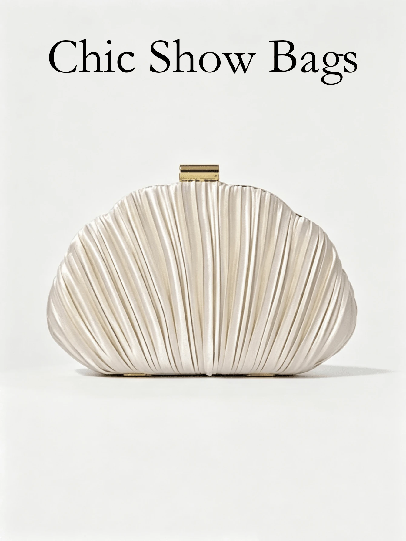Women's Shell Clutch Bag, Solid Color Pleated Satin, Metal Frame, Kiss Lock, Handheld Mini Formal Elegant Evening Bag, Suitable For Weddings, Parties And Night Out