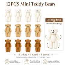 12PCS Mini Plush Teddy Bear Keychain Charms, 3 Color Mixed Set, Cute Bag Pendant/Keyring Decor, Valentine Gift & Party Favor - 12 Pcs - View 1