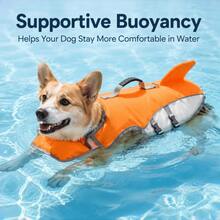 1pc Dog Life Jacket/Swimming Dog Vest/Rescue Handle/Tear-Resistant Material |/Adjustable Belly/Suitable For Beach Play/Boating Use/Excellent Buoyancy/Fits Medium And Large Dogs - Orange - View 2