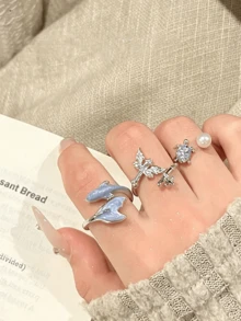 rundraw 3pcs Women's Rings Set, Multicolor Alloy Fashion Rings With CZ Fish, Beach Vacation, Party Outfit - Multicolor - View 1