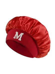 1pc Pearl Letter Print Satin Sleep Cap, Elastic Wide Band, Silky Hair Protection Cap, Suitable For Women's Night Sleep, Travel And Daily Hair Care - Multicolor - View 15