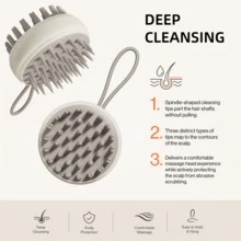 TOUCHBeauty Double-Sided Shampoo Brush, Scalp Scrub Brush, Bath Brush, 3 Brush Heads, With Hanging Rope And Protective Cover, Double-Sided Made Of High-Quality TPEE Material, Dust-Proof, Mold-Resistant, Wear-Resistant, Easy To Clean - Grey - View 5