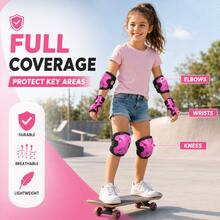 BAT DEICIDE 6PCS Kids Protective Gear CPSIA Certified: Knee Pads Elbow Pads Wrist Guards For Skateboard Cycling Scooter Skating Balance Bike 5-10Y, Back To School - Pink - View 8