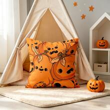 1pc Digital Print Pillow Covers, Cushion Covers, Cute Cartoon Pumpkin Ghosts With Leaves Playful Fun Halloween Home Decor (Excluding Pillow Core) - Multicolor - View 9