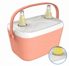 BLOOM STORE - Nevera pasiva rígida Atlantic Bubble con soportes para botellas - Nevera portátil para playa y camping, varios tamaños - Rosa coral - Ver 4