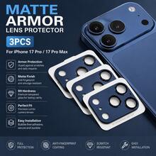 3pcs Camera Lens Protector For IPhone 17 Pro Max - [Unbreakable] [Strong Adhesion] [Compatible With Phone Case] Metal Rear Camera Screen Protector (Orange, Silver, Blue) - Multicolor - View 10