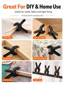 3pcs 4 Inch Spring Clamps With 90° Soft Jaw Pads, 50mm Opening Plastic Clips Compatible With Backdrop Stand, Background Cloth, Paper Roll, Reflector, Tablecloth, Fabric, Cardboard, Crafts & Home DIY - View 2