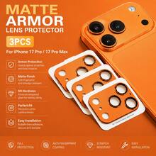 3pcs Camera Lens Protector For IPhone 17 Pro Max - [Unbreakable] [Strong Adhesion] [Compatible With Phone Case] Metal Rear Camera Screen Protector (Orange, Silver, Blue) - Multicolor - View 1