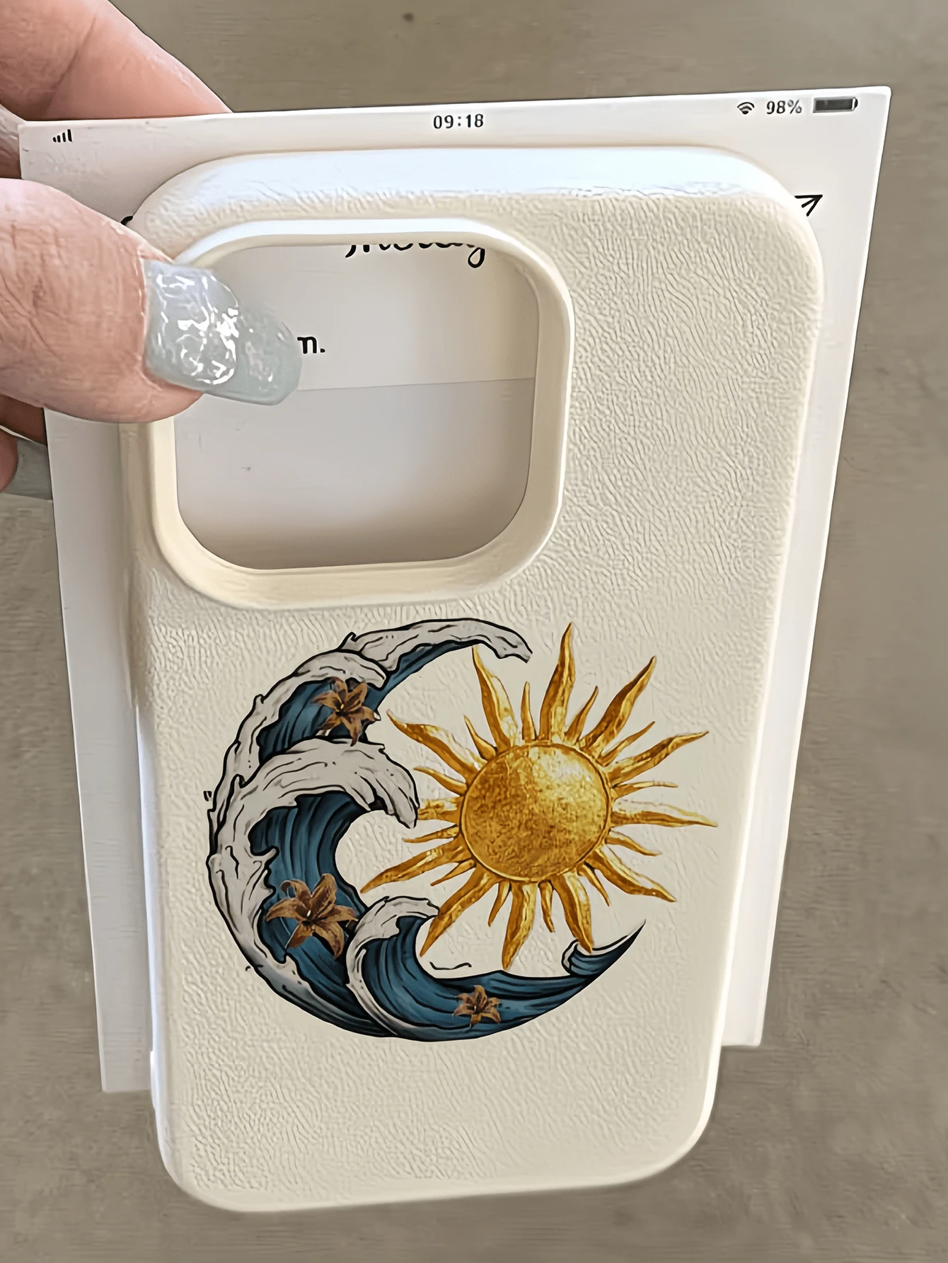 1件 白色太陽波浪百合極簡風個性化 TPU 防震全包覆手機殼，適用於 Apple 17 16 15 14 13 12 11 Pro Max Air 及系列 - 彩色 - 查看 1