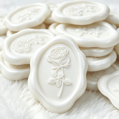 25pcs Rose Wax Seal Stickers, Asymmetrical Oval Envelope Seal Stickers, Self-Adhesive Stickers, Suitable For Wedding, Party, Birthday, Christmas