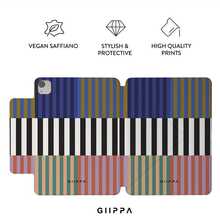 GIIPPA 1個彩色條紋Y型折疊磁吸平板保護殼，PU皮革外殼配硬壓克力防彎曲背板，無筆槽，多角度支撐，自動休眠/喚醒，適合辦公與日常使用，相容於IPad Mini 6/7, Air 2/3/4/5/11/13" (M2/M3 2024-2025), 5/6/7/8/9/10/11代, Pro 10.5/11/12.9" (2017-2025), Summer Obal Na, 保護殼, 11 A16 保護殼, 保護套 - 多色3 - 查看 2