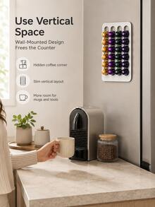 3/1pc Modern Magnetic Coffee Capsule Storage Rack, Minimalist Drill-Free Wall-Mounted Panel, Premium Metal Material, Coffee Capsule Storage Rack, Suitable For Refrigerator, Kitchen Decor, Coffee Station, Can Store 24 Capsules - Multicolor - View 5