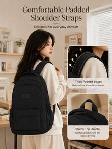 Solid Color Back To School Backpack, Large Capacity Student Bag For Teens, Students And Graduates, Suitable For Daily Commute, Outings, Travel, School And Back To School Season, Versatile For Business, Commuting And Campus Use, With Laptop Compartment. No Check-In Required. 180-Degree Full Opening Design For Easy Storage Of Shoes, Toiletries And Other Small Items, Available In Multiple Colors. - Multicolor - View 3