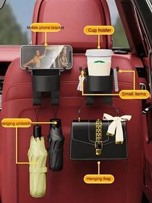 1 buah Pengait Belakang Jok Mobil Multifungsi, Pengait Mobil 2 in 1 dengan Tempat Gelas, Aksesori Interior Mobil, Rak Minuman Jepit Belakang, Organizer Penyimpanan, Tempat Gelas Belakang Jok Mobil Universal untuk Kendaraan, Aksesori Interior Otomotif - MultiWarna - View 5