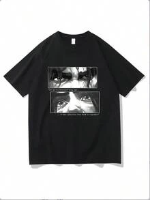 Men's Printed Crew Neck Short-Sleeved T-Shirt, Casual Summer Outfit For Everyday Wear And Outdoor Activities, Jayce X Viktor, Durable Fabric, Perfect - Black - View 9
