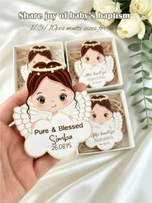 Magnet Kulkas Kayu Malaikat Baptis Bayi yang Disesuaikan, Suvenir Baptis Kenang-kenangan yang Dipersonalisasi dalam Jumlah Besar, Cocok untuk Pesta Ulang Tahun, Baptis, Komuni, dan Hadiah - MultiWarna - View 8