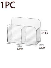 1pc Drill-Free Self-Adhesive Remote Control Holder, Wall-Mounted Multi-Compartment Storage Box, Multi-Functional Space-Saving Organizer, Suitable For TV/Air Conditioner Remote, Phone, Glasses, Cables And Media Player - Multicolor - View 8