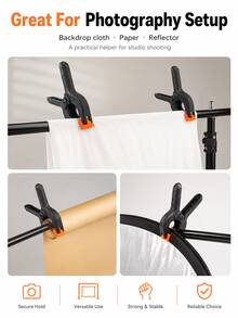 3pcs 4 Inch Spring Clamps With 90° Soft Jaw Pads, 50mm Opening Plastic Clips Compatible With Backdrop Stand, Background Cloth, Paper Roll, Reflector, Tablecloth, Fabric, Cardboard, Crafts & Home DIY - View 3