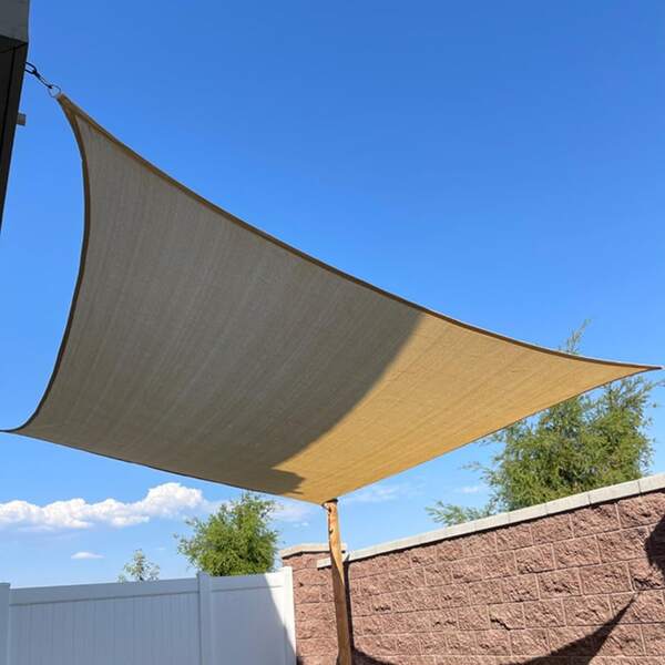 1pc Thickened HDPE Material Outdoor Sun Shade Sail, 180g/M², Stainless Steel D-Rings, Windproof, 95% UV Protection, Wear-Resistant, Tear-Resistant, Stable Structure, Suitable For Plant Shade/Car Shade/Patio Shade, Random Rope Included