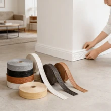 1pc 3.15in X 90.55in Self-Adhesive Thickened Waistline Baseboard, Door Frame Background Wall Border, Edge Sealing Strip - A - View 6