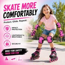 BAT DEICIDE 6PCS Kids Protective Gear CPSIA Certified: Knee Pads Elbow Pads Wrist Guards For Skateboard Cycling Scooter Skating Balance Bike 5-10Y, Back To School - Pink - View 4