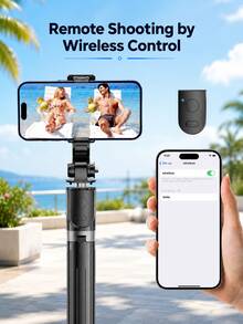 Trípode selfie extensible todo en uno con control remoto Bluetooth, rotación de 360° + cambio de pantalla horizontal/vertical, plegable y ligero, adecuado para viajes, transmisión en vivo, fotos grupales, opcional con luz de relleno o sin luz de relleno - Unitalla - Ver 8