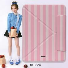 GIIPPA 1件粉色與白色條紋Y折磁吸平板保護殼，PU皮革外層搭配硬質壓克力防彎背板，無筆槽，多角度支撐，自動休眠/喚醒，適合辦公與日常使用，兼容iPad Mini 6/7、Air 2/3/4/5/11/13" (M2/M3 2024-2025)、5/6/7/8/9/10/11代、Pro 10.5/11/12.9" (2017-2025)，Summer Obal Na，11 A16保護殼，保護套 - 多色16 - 查看 7