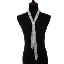 1/2pcs Women's Shiny Rhinestone Mesh Necktie, Elegant Sequin Diamond Choker Necklace, Luxury Evening Party Ball Wedding Accessory - Multicolor - View 12